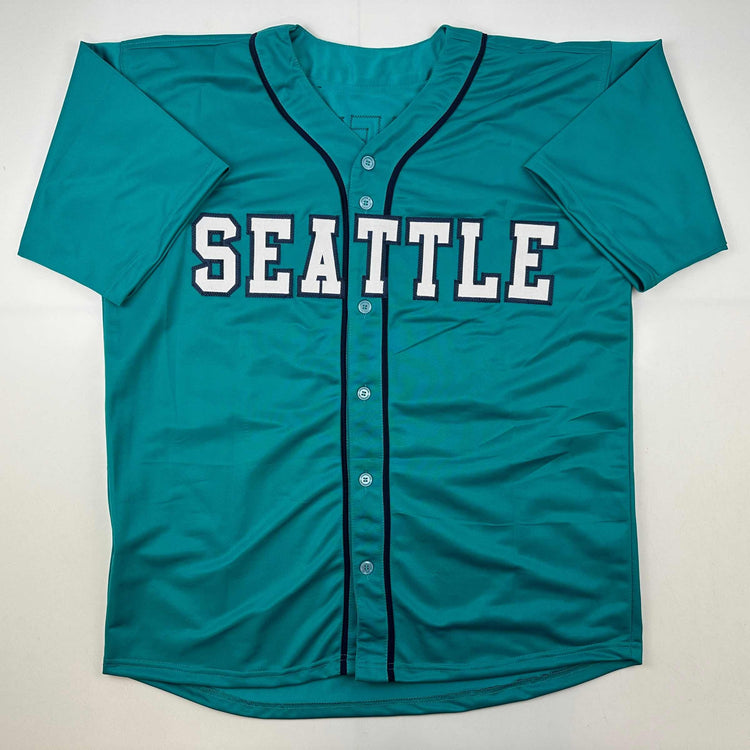 Facsimile Autographed Ken Griffey Jr. Seattle Teal Reprint Laser Auto Baseball Jersey Size Men's XL