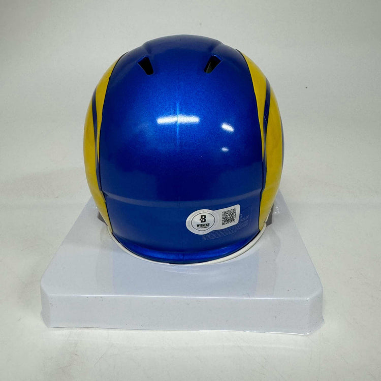 Autographed/Signed Aaron Donald Los Angeles Rams Speed Mini Football Helmet Beckett COA