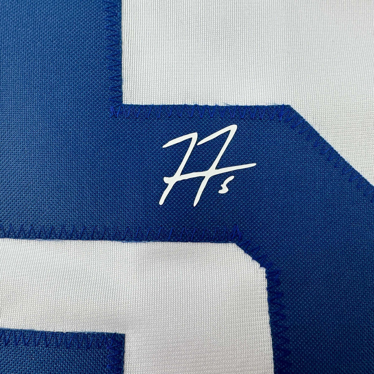 Facsimile Autographed Freddie Freeman Los Angeles LA White Reprint Laser Auto Baseball Jersey Size Men's XL