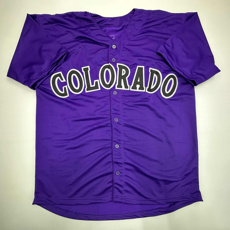 Facsimile Autographed Todd Helton Colorado Purple Reprint Laser Auto Baseball Jersey Size Men's XL