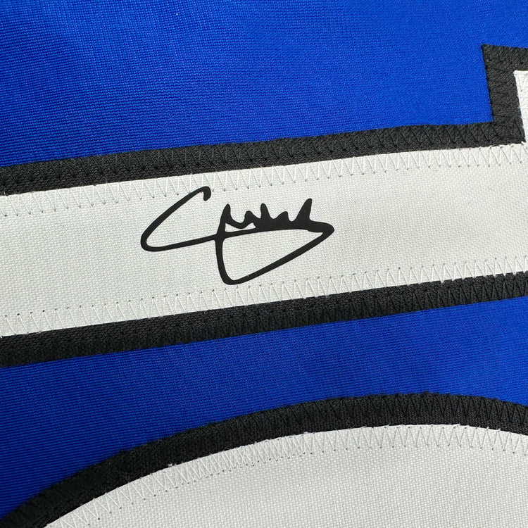 Framed Facsimile Autographed Christian Pulisic 35x39 Chelsea FC Blue Reprint Laser Auto Soccer Jersey