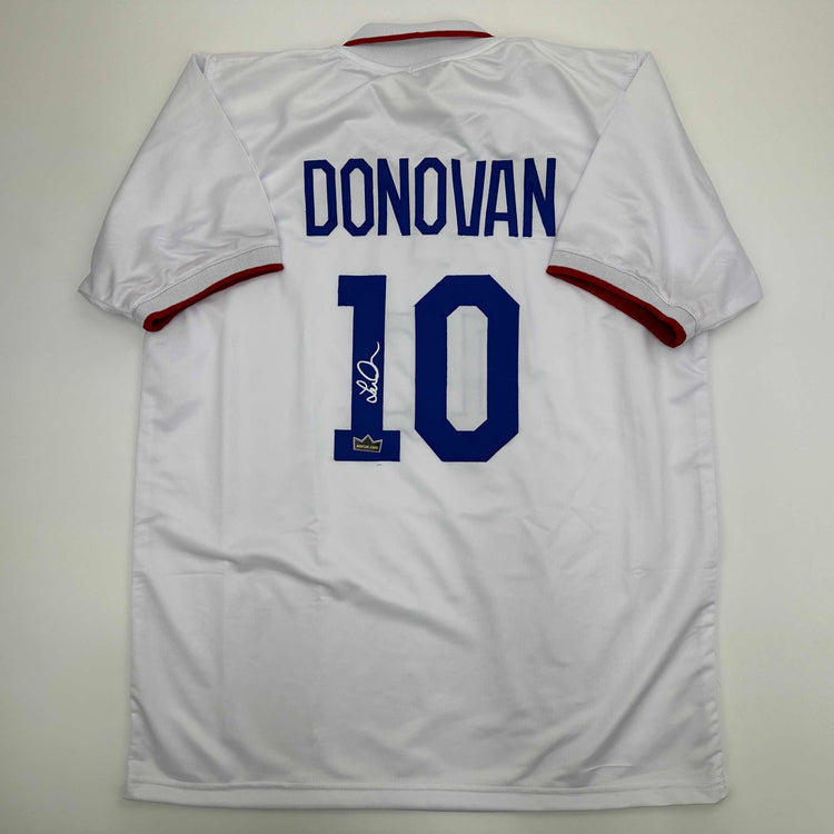 Facsimile Autographed Landon Donovan United States USA White World Cup Reprint Laser Auto Soccer Jersey Size Men's XL