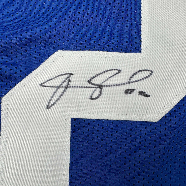 Autographed/Signed Janoris Jenkins Jackrabbit New York Blue Football Jersey JSA COA