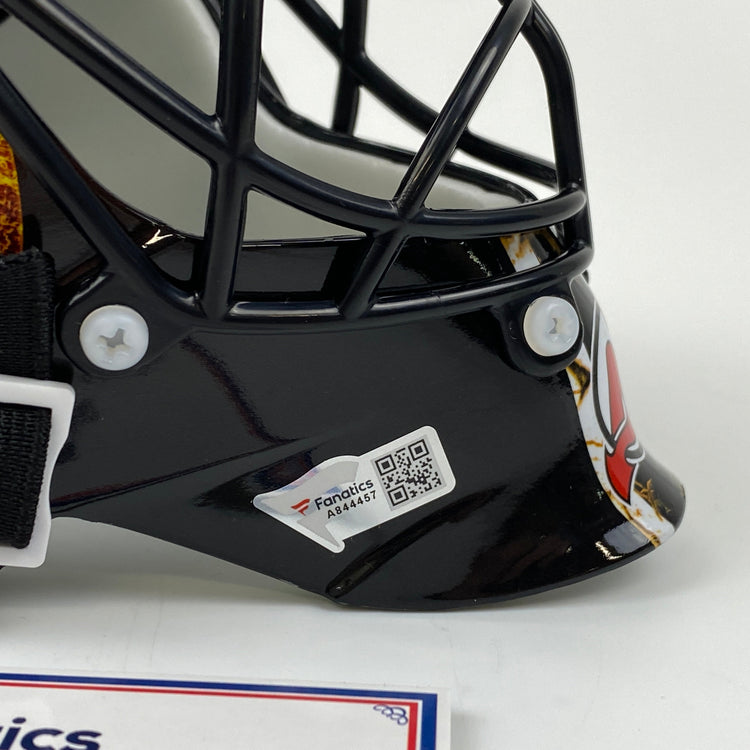 Autographed/Signed Martin Brodeur New Jersey Devils Hockey Mini Goalie Mask Helmet Fanatics COA