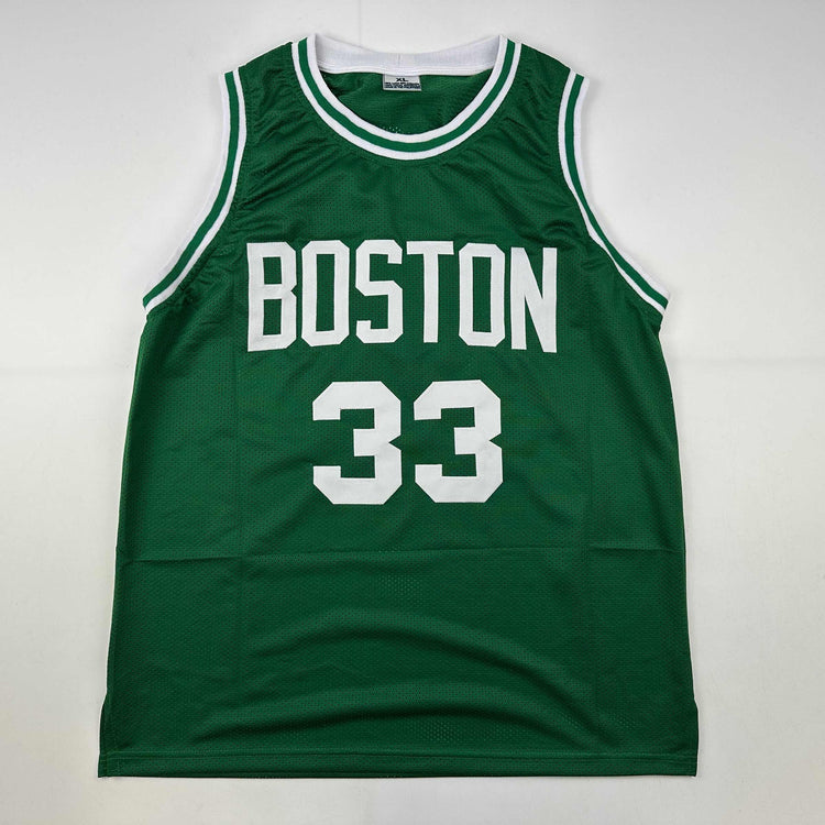 Facsimile Autographed Larry Bird Boston Green Reprint Laser Auto Basketball Jersey Size Men's XL
