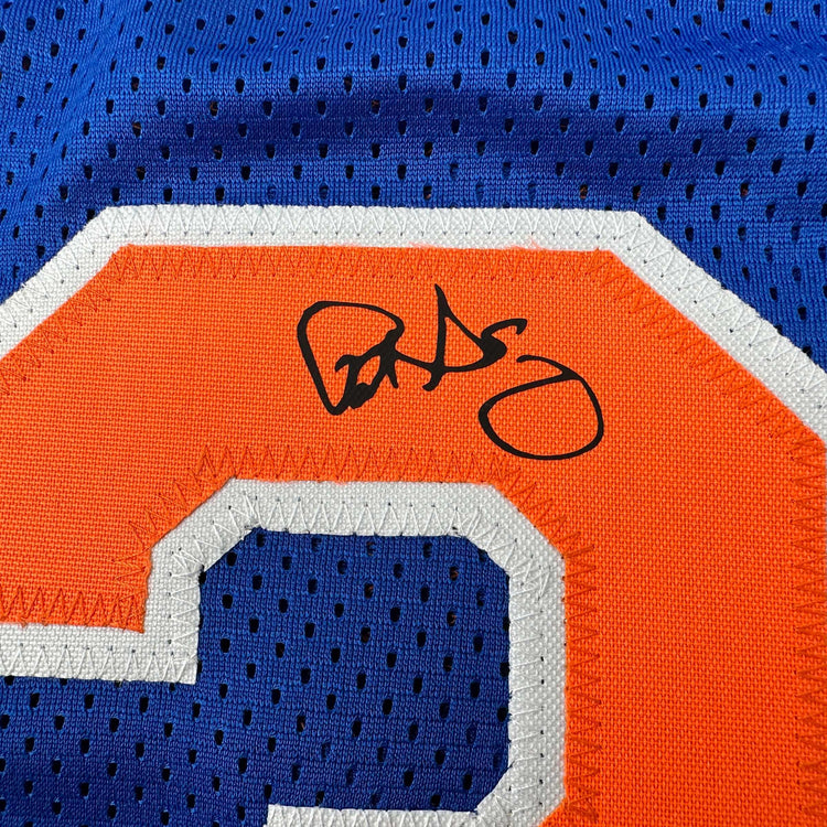 Facsimile Autographed Patrick Ewing New York Blue Reprint Laser Auto Basketball Jersey Size Men's XL