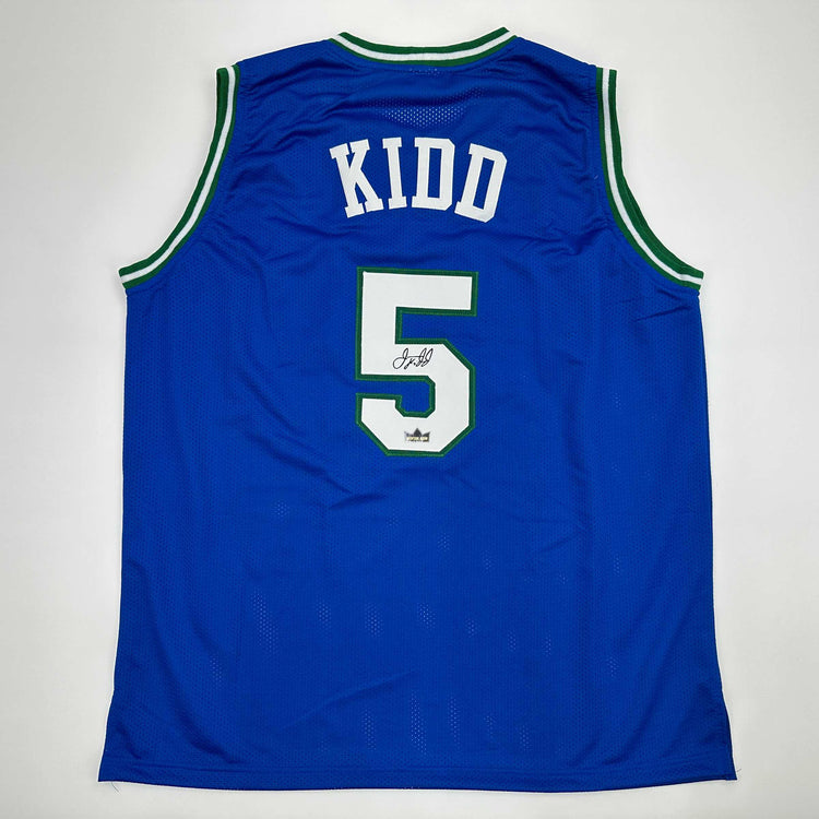 Facsimile Autographed Jason Kidd Dallas Blue Reprint Laser Auto Basketball Jersey Size Men's XL
