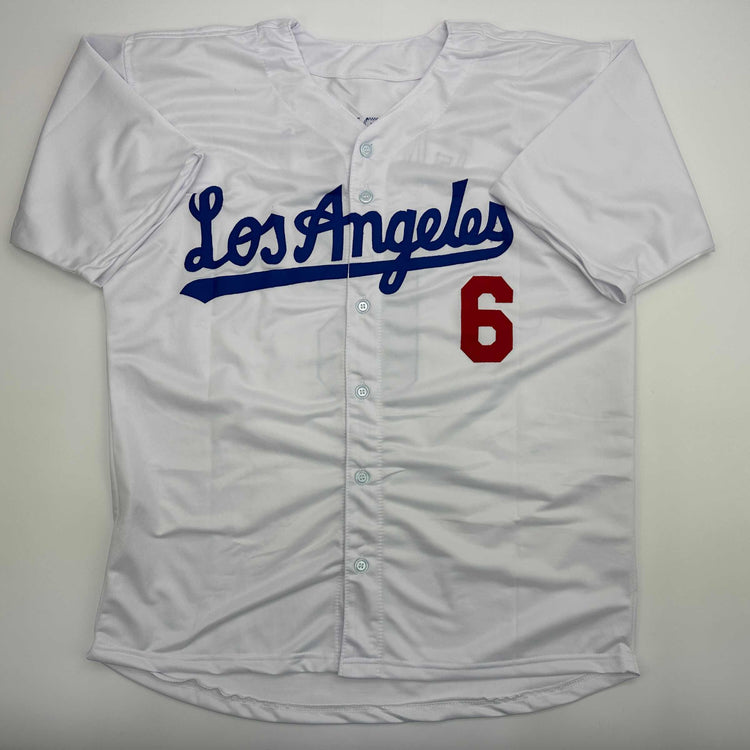 Facsimile Autographed Steve Garvey Los Angeles LA White Reprint Laser Auto Baseball Jersey Size Men's XL