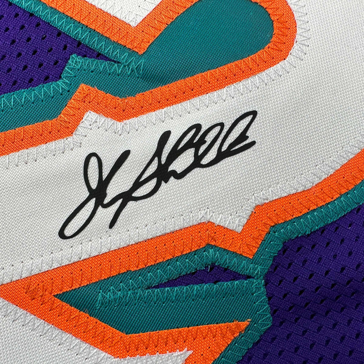 Facsimile Autographed John Stockton Utah Purple Reprint Laser Auto Basketball Jersey Size Men's XL