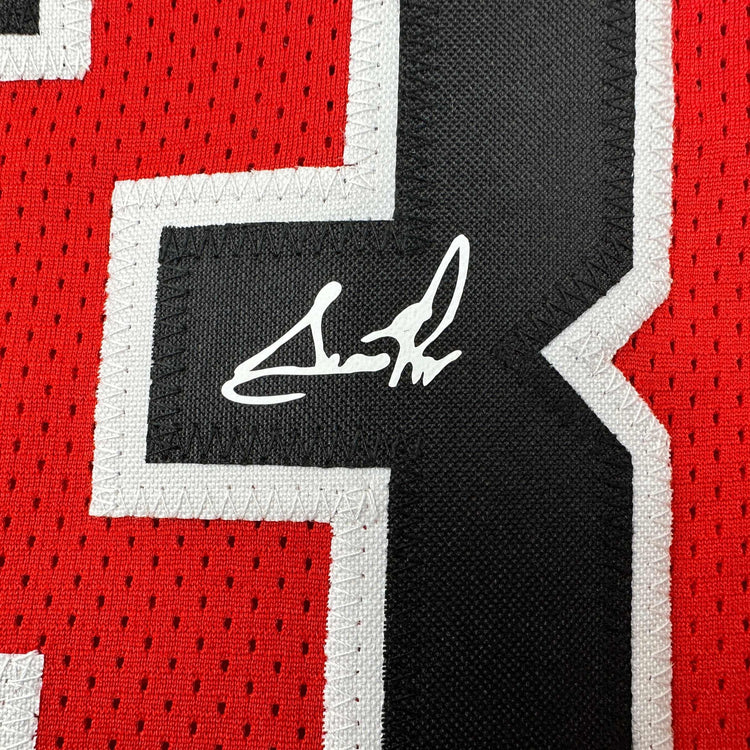 Facsimile Autographed Scottie Pippen Chicago Red Reprint Laser Auto Basketball Jersey Size Men's XL