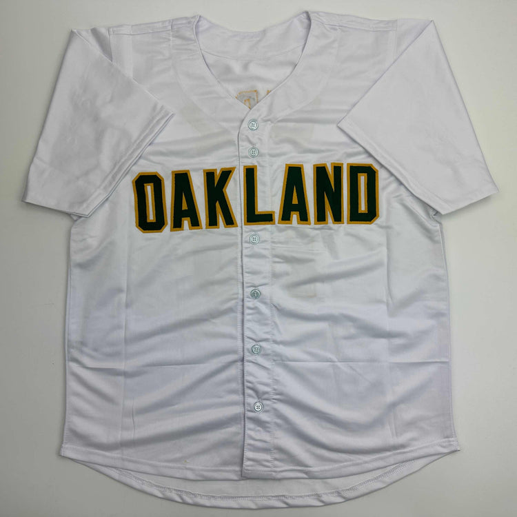Facsimile Autographed Nick Kurtz Oakland White Reprint Laser Auto Baseball Jersey Size Men's XL