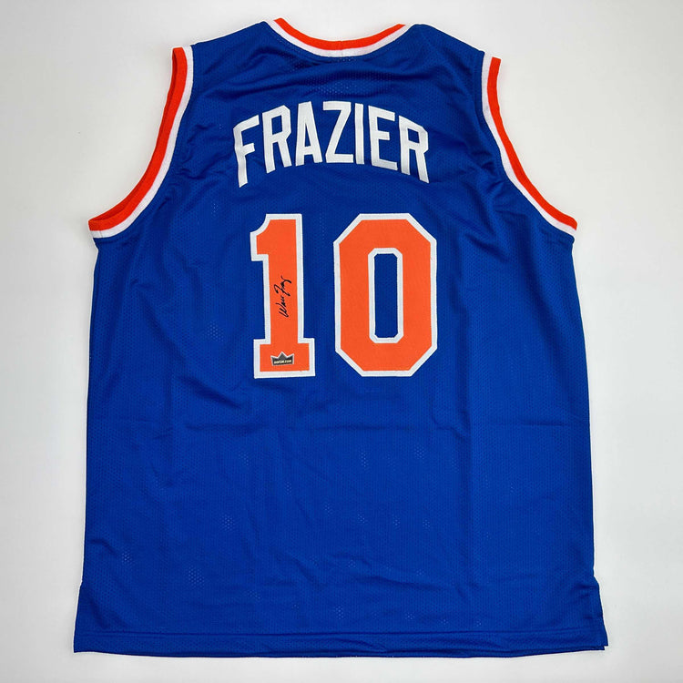 Facsimile Autographed Walt Frazier New York Blue Reprint Laser Auto Basketball Jersey Size Men's XL