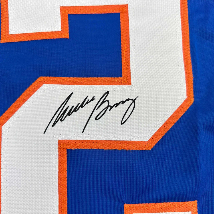 Facsimile Autographed Mike Bossy New York Blue Reprint Laser Auto Hockey Jersey Size Men's XL