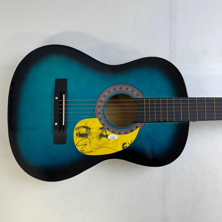 Autographed/Signed Ed Sheeran 39 Blue Acoustic Guitar Eyes Closed Music Instrument JSA Holo