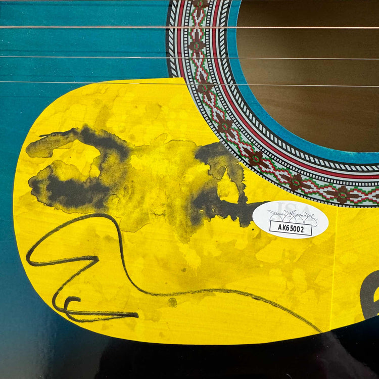 Autographed/Signed Ed Sheeran 39 Blue Acoustic Guitar Eyes Closed Music Instrument JSA Holo
