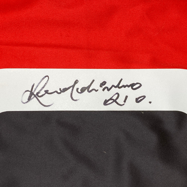 Autographed/Signed Ronaldinho AC Milan Red/Black Soccer Futbol Jersey Beckett BAS COA