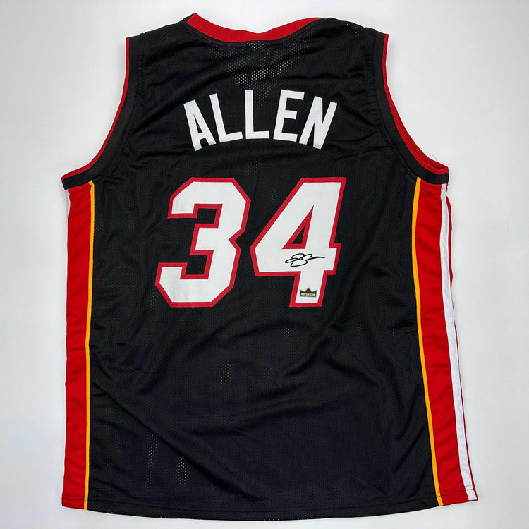 Facsimile Autographed Ray Allen Miami Black Reprint Laser Auto Basketball Jersey Size Men's XL