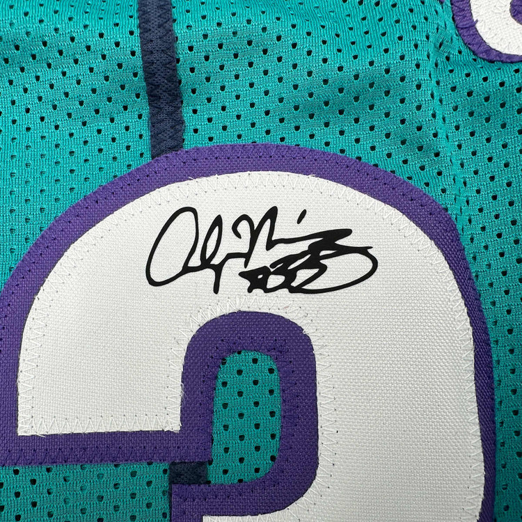 Facsimile Autographed Alonzo Mourning Charlotte Teal Reprint Laser Auto Basketball Jersey Size Men's XL