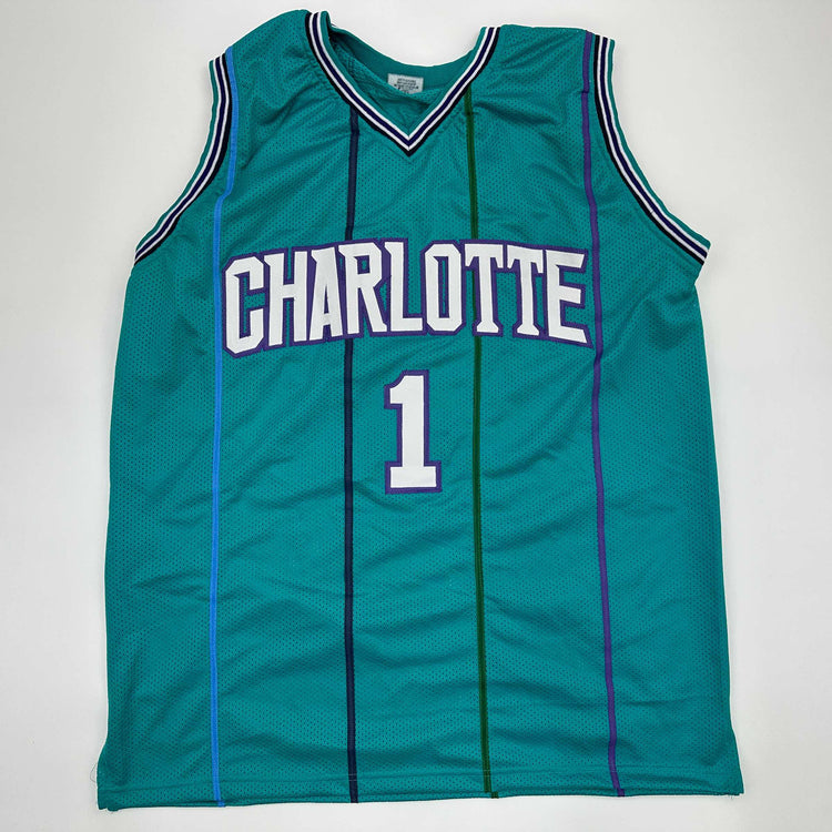 Facsimile Autographed Muggsy Bogues Charlotte Teal Reprint Laser Auto Basketball Jersey Size Men's XL