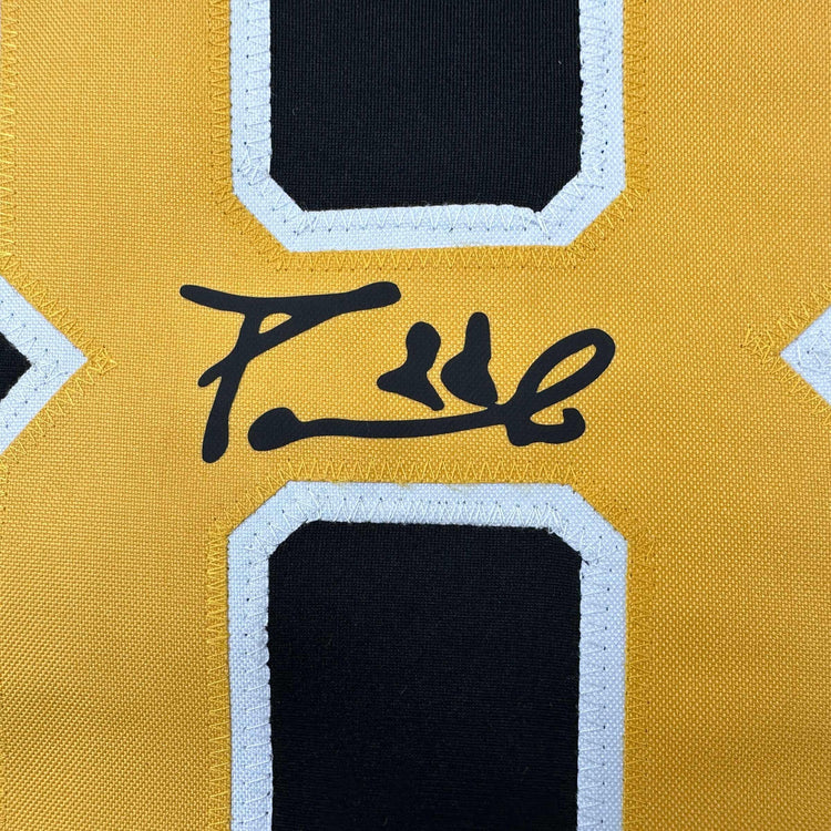 Facsimile Autographed David Pastrnak Boston Black Reprint Laser Auto Hockey Jersey Size Men's XL
