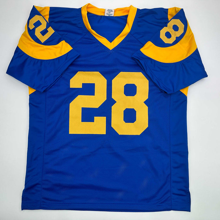 Facsimile Autographed Marshall Faulk St. Louis Royal Blue Retro Reprint Laser Auto Football Jersey Size Men's XL