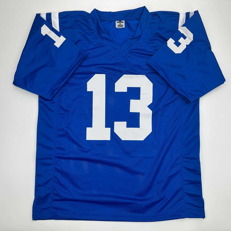 Facsimile Autographed T.Y. TY Hilton Indianapolis Blue Reprint Laser Auto Football Jersey Size Men's XL