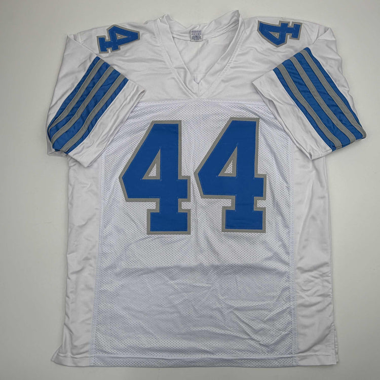 Autographed/Signed Malcolm Rodriguez Detroit White Football Jersey Beckett BAS COA
