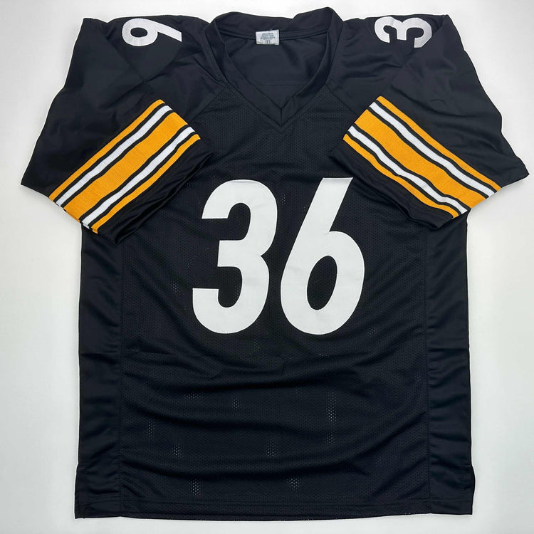 Facsimile Autographed Jerome Bettis Pittsburgh Black Reprint Laser Auto Football Jersey Size Men's XL