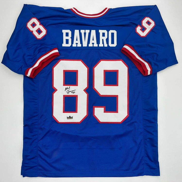 Facsimile Autographed Mark Bavaro New York Blue Reprint Laser Auto Football Jersey Size Men's XL