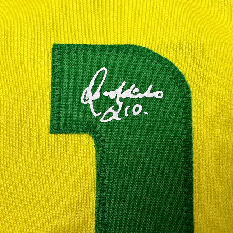 Facsimile Autographed Ronaldinho Brazil Yellow World Cup Reprint Laser Auto Soccer Jersey Size Men's XL