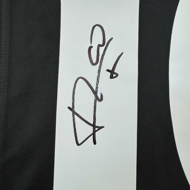 Framed Autographed/Signed Luis Figo 35x39 Real Madrid Black Soccer Jersey Beckett BAS COA