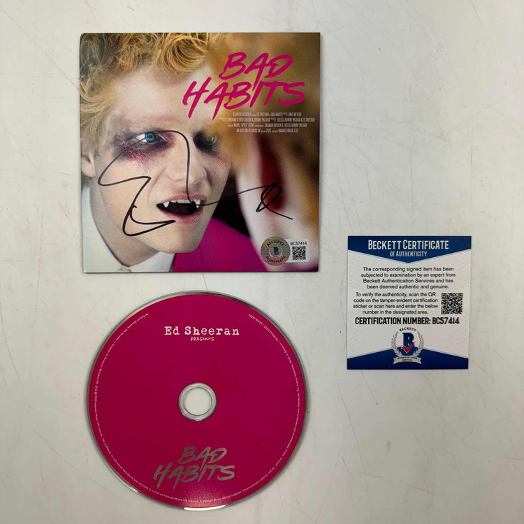 Autographed/Signed Ed Sheeran Bad Habits Album CD Cover Disk JSA COA