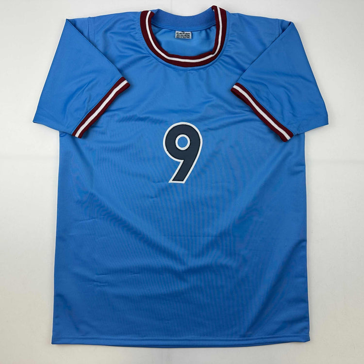 Facsimile Autographed Erling Haaland Manchester City Blue Reprint Laser Auto Soccer Jersey Size Men's XL