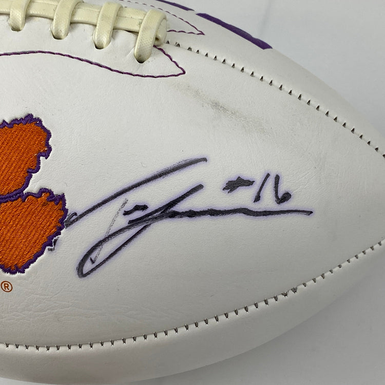 Autographed/Signed Trevor Lawrence Clemson Tigers Full Size White Panel Logo College Football JSA COA