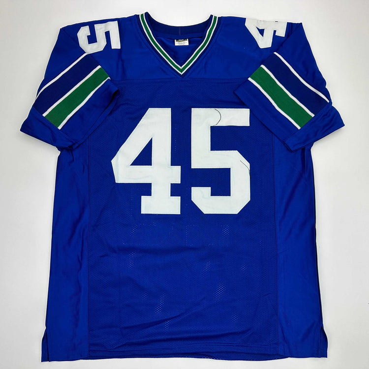 Facsimile Autographed Kenny Easley Seattle Blue Reprint Laser Auto Football Jersey Size Men's XL