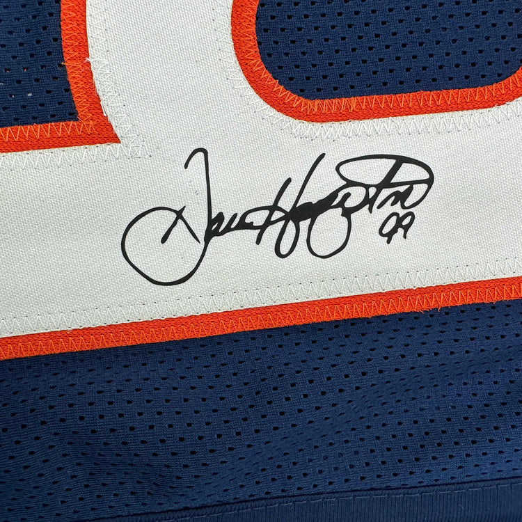 Framed Facsimile Autographed Dan Hampton 35x39 Chicago Blue Reprint Laser Auto Football Jersey