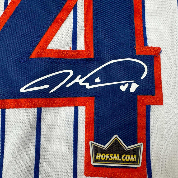 Facsimile Autographed Jacob DeGrom New York Pinstripe Reprint Laser Auto Baseball Jersey Size Men's XL