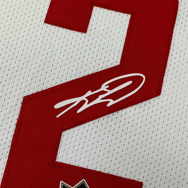 Facsimile Autographed Kawhi Leonard Los Angeles LA White Reprint Laser Auto Basketball Jersey Size Men's XL
