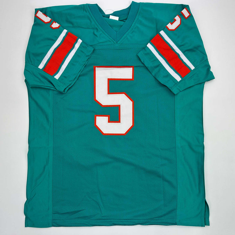 Facsimile Autographed Sean Young Ray Finkle Ace Ventura Miami Teal Reprint Laser Auto Football Jersey Size Men's XL