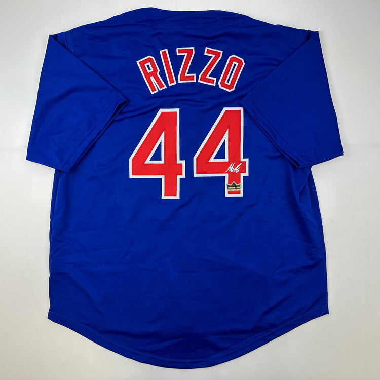 Facsimile Autographed Anthony Rizzo Chicago Blue Reprint Laser Auto Baseball Jersey Size Men's XL