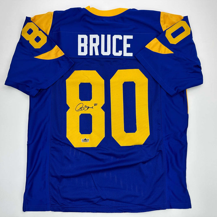 Facsimile Autographed Isaac Bruce St. Louis Royal Blue Retro Reprint Laser Auto Football Jersey Size Men's XL
