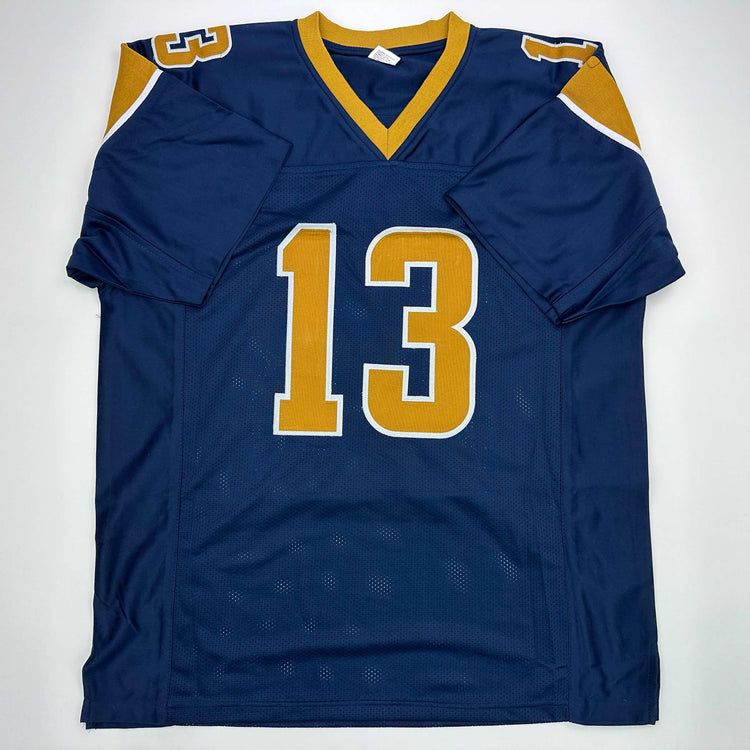 Facsimile Autographed Kurt Warner St. Louis Navy Blue Reprint Laser Auto Football Jersey Size Men's XL