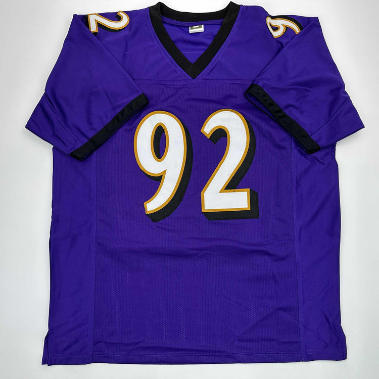 Facsimile Autographed Haloti Ngata Baltimore Purple Reprint Laser Auto Football Jersey Size Men's XL