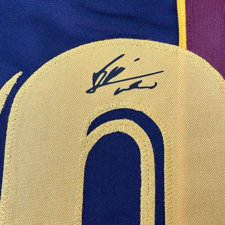 Facsimile Autographed Lionel Messi Leo FC Barcelona Blue/Red Reprint Laser Auto Soccer Jersey Size Men's XL