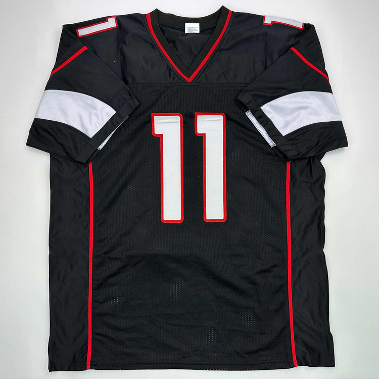 Facsimile Autographed Larry Fitzgerald Arizona Black Reprint Laser Auto Football Jersey Size Men's XL