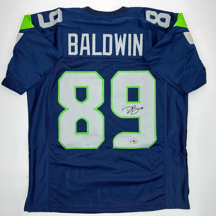 Facsimile Autographed Doug Baldwin Seattle Blue Reprint Laser Auto Football Jersey Size Men's XL