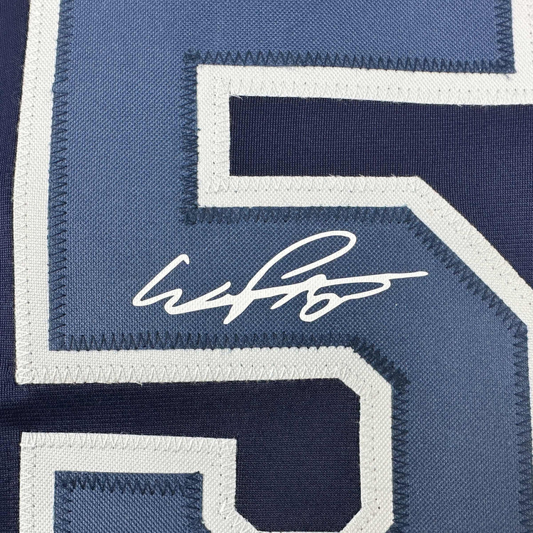 Facsimile Autographed Wander Franco Tampa Bay Navy Blue Reprint Laser Auto Baseball Jersey Size Men's XL