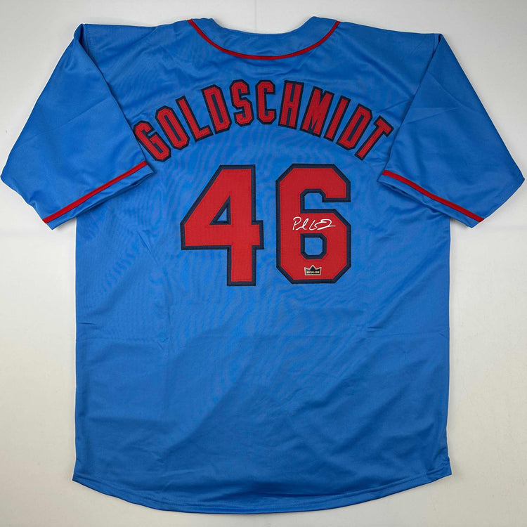 Facsimile Autographed Paul Goldschmidt St. Louis Blue Reprint Laser Auto Baseball Jersey Size Men's XL