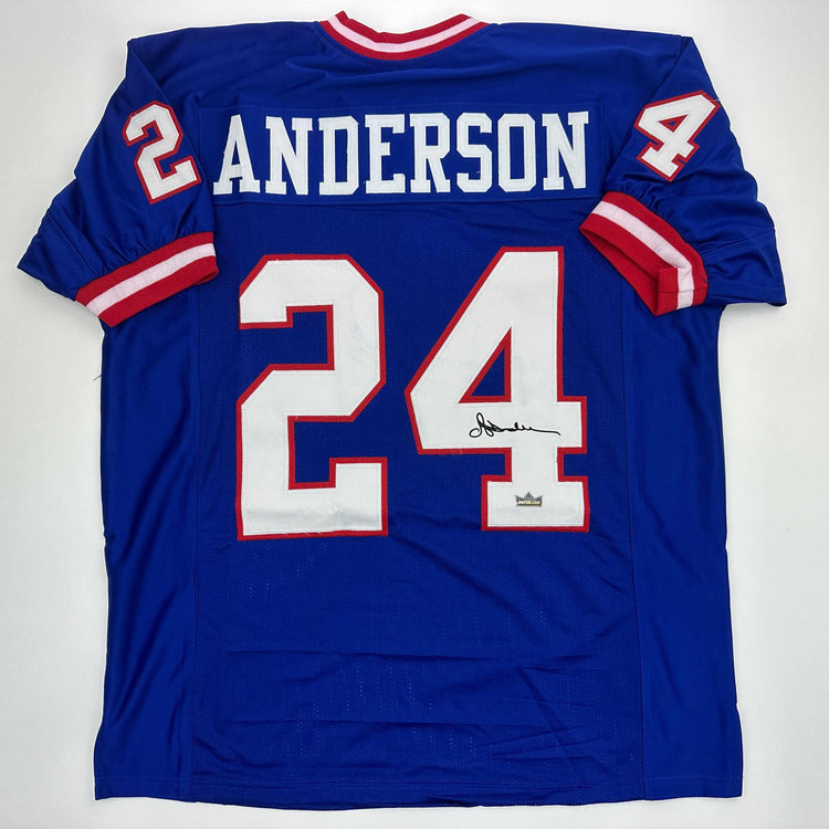 Facsimile Autographed Ottis Anderson New York Blue Reprint Laser Auto Football Jersey Size Men's XL