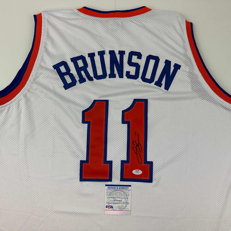 Autographed/Signed Jalen Brunson New York White Basketball Jersey PSA/DNA COA